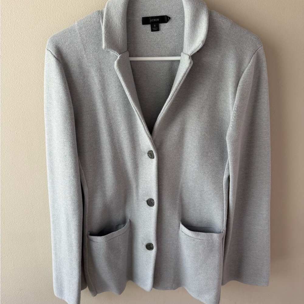 J. Crew Light Gray Knit Button-Front Blazer